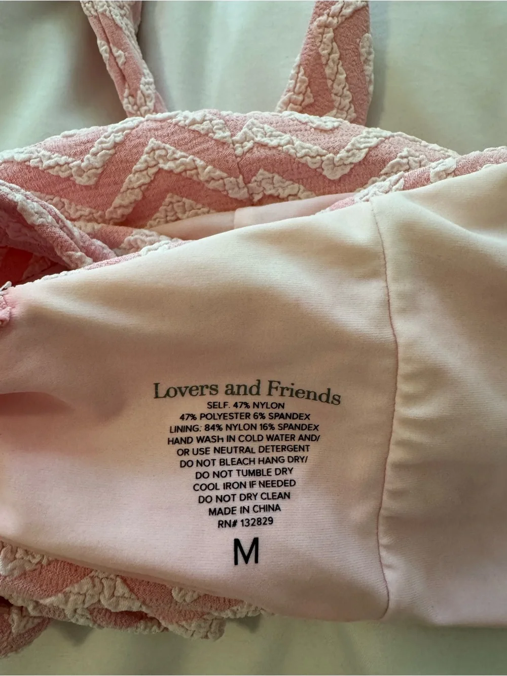 Lovers + Friends Pink Chevron One-Shoulder Bikini - Picture 2 of 3